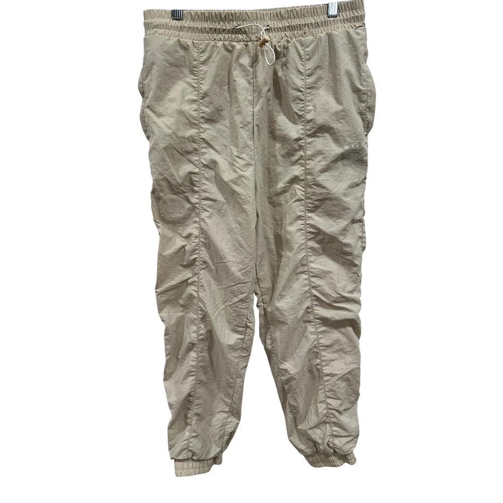 Wilo The Label Womens Nylon‎ Track Pants Sand Beige Mesh Lined Joggers Size M